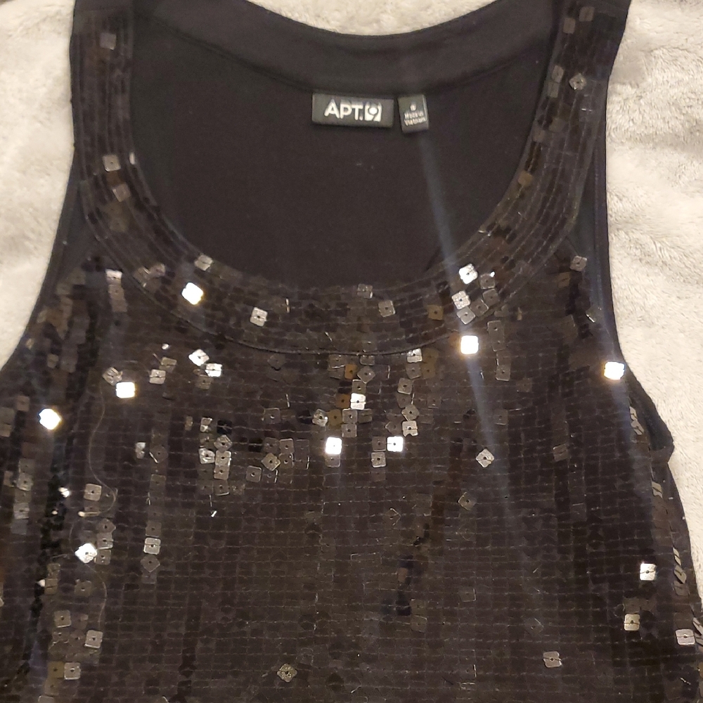 Apt. 9 Black Sequin Sleeveless Tank Top